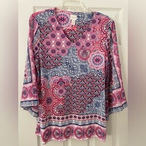Chico's Pink and Blue Paisley Blouse Size 1/Medium